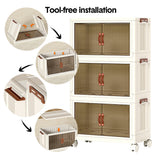 Foldable Storage Cabinet Stackable Bins Household Plastic Closet Multi-purpose Organizer Doors and Top Lid 2 Way Opening with 360 Degree Rotatable Wheels - Extra Image