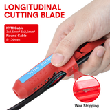 Wire Stripper Ergonomic Curved Handle Cable Stripping Splitting Cut Tool Wide Stripping Ranges Hand Tool with 6 Size Planer Holes for Electrical - 45-Degree Angle