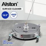 Alston 16.5 Inch High-Pressure Surface Cleaner Concrete Cleaner Driveway Cleaner 4000PSI-Stainless Steel with Quick Connector For Concrete Driveway - Front View