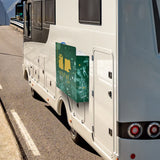 Alpen Outdoor Diesel Tank Cover Silver Gas Tank Bracket 2mm Thick Aluminium Tank Mounting Holder Fit for 10L/15L Tank for Caravan Trailer Toolbox Left Right ANZAC Green - Side View