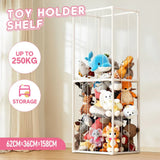 Stuffed Animal Storage Plush Toy Storage Vertical Corner Toys Display Holder Easy Accessible with Elastic Cord for Nursery Kids Room Bedroom Organization - Front View