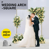 Golden Square Wedding Arch Adjustable 1M-2M Flower Rack Backdrop Stand Balloon Arch Stand for Wedding Birthday Party Garden Ceremony Decoration - Front View