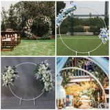 2M White Wedding Hoop Arch Metal Flower Ring Display Frame Balloon Circle Rack Backdrop for Wedding Birthday Party Garden Ceremony Decoration - 45-Degree Angle