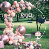 2M White Wedding Hoop Arch Metal Flower Ring Display Frame Balloon Circle Rack Backdrop for Wedding Birthday Party Garden Ceremony Decoration - Low Angle