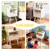White Nightstand Modern Solid Wooden Open Shelf Bedside Table with One Storage Drawer and Solid Legs for Living Room Bedroom Apartment Easy Assembly - Top-Down View