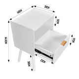 White Nightstand Modern Solid Wooden Open Shelf Bedside Table with One Storage Drawer and Solid Legs for Living Room Bedroom Apartment Easy Assembly - Close-Up Angle