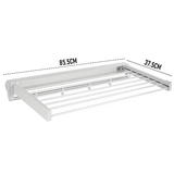 Alston Wall Mounted Drying Rack Clothes Airer Space Saver Folding Dryer Bearing Capacity 12KG Foldable Rail With Hooks Indoor Outdoor Balcony Laundry White - Low Angle