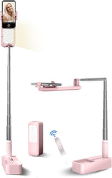 Selfie Stand with 360? Rotates Phone Holder, Foldable/Rechargeable/Wireless/Overhead Recording with 1000mah Battery for Live Stream/Make up/YouTube/