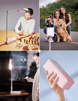 Selfie Stand with 360? Rotates Phone Holder, Foldable/Rechargeable/Wireless/Overhead Recording with 1000mah Battery for Live Stream/Make up/YouTube/