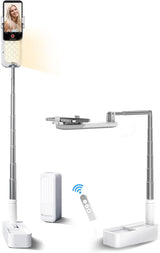 Selfie Stand with 360? Rotates Phone Holder, Foldable/Rechargeable/Wireless/Overhead Recording with 1000mah Battery for Live Stream/Make up/YouTube/