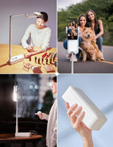 Selfie Stand with 360? Rotates Phone Holder, Foldable/Rechargeable/Wireless/Overhead Recording with 1000mah Battery for Live Stream/Make up/YouTube/ - Side View