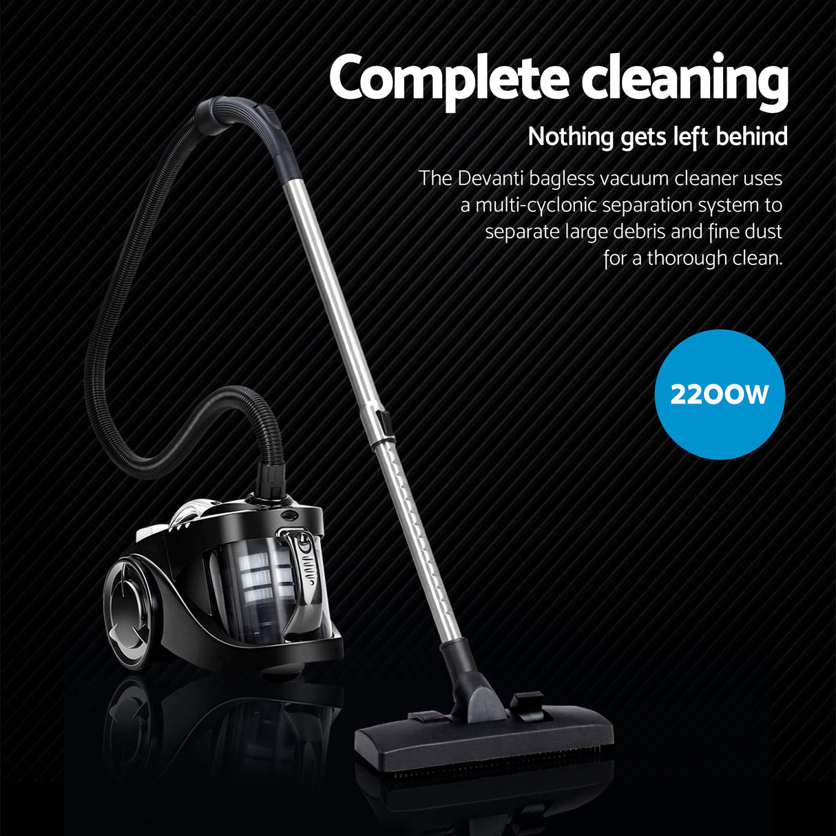 Devanti 2200W Bagless Vacuum Cleaner Black