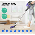 Devanti 450W corded stick vacuum cleaner in purple and silver, converts to handheld vacuum