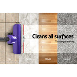 Devanti Stick Vacuum Cleaner Handheld Corded 450W Purple - Side View