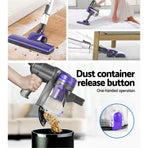 Devanti 450W corded stick vacuum cleaner in purple and silver, 2-in-1 convertible nozzle