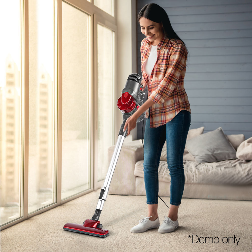 Devanti 450W Corded Handheld Stick Vacuum Cleaner in Red - Lightweight and Versatile