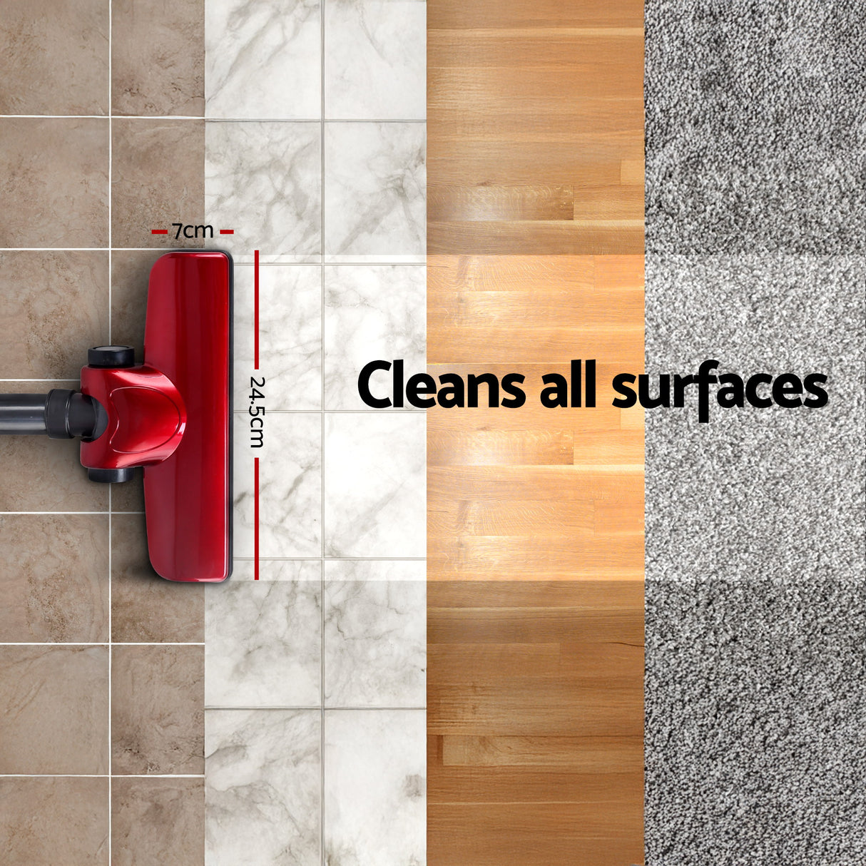 Devanti 450W Corded Handheld Stick Vacuum Cleaner in Red - Lightweight and Versatile