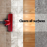 Devanti 450W Corded Handheld Stick Vacuum Cleaner in Red - Lightweight and Versatile - Side View