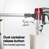 Devanti 450W Corded Handheld Stick Vacuum Cleaner in Red - Lightweight and Versatile - 45-Degree Angle