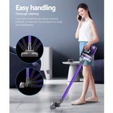 Devanti Stick Vacuum Cleaner Bagless Cordless 150W Purple - Top-Down View