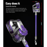 Devanti Cordless 150W Bagless Stick and Hand Vacuum Cleaner in Purple - Front View