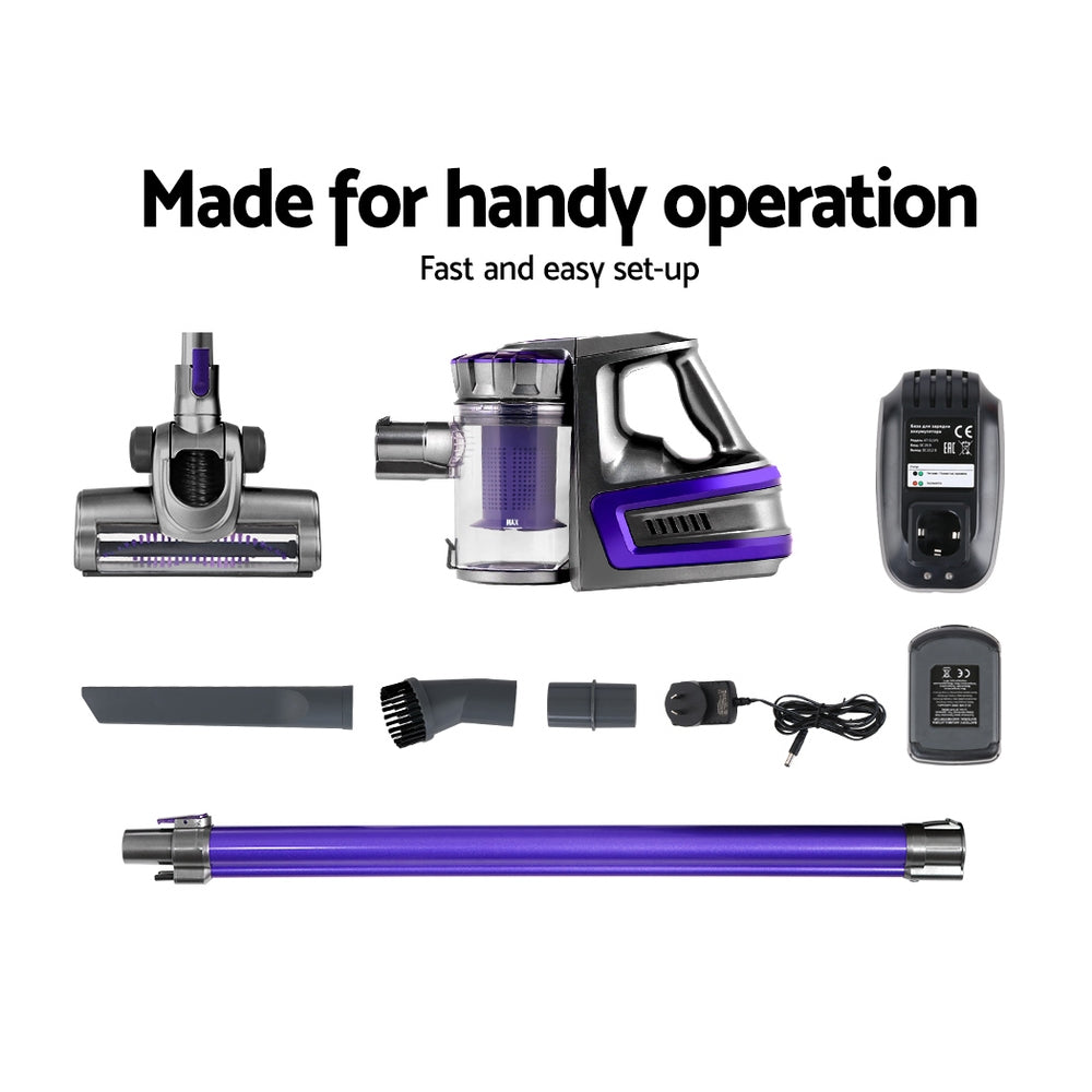Devanti Cordless 150W Bagless Stick and Hand Vacuum Cleaner in Purple
