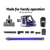 Devanti Cordless 150W Bagless Stick and Hand Vacuum Cleaner in Purple - Rear View