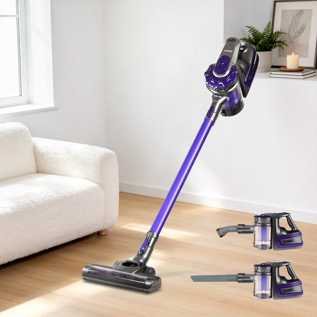 Devanti Cordless 150W Bagless Stick and Hand Vacuum Cleaner in Purple