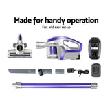Devanti Stick Vacuum Cleaner Bagless Cordless 150W Purple - Rear View