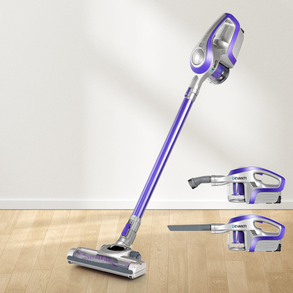 Devanti Cordless 150W Handstick Vacuum Cleaner - Bagless, Lightweight & Versatile in Purple