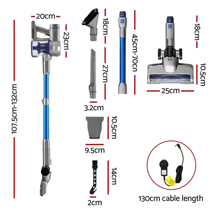 Devanti 300W cordless self-standing stick vacuum cleaner, blue, image 6