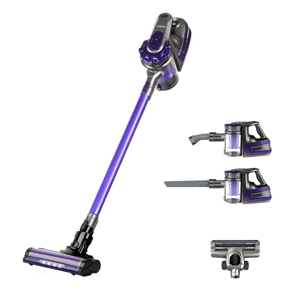 Devanti Cordless Stick Vacuum Cleaner with Motorized Roller Brush - 150W Purple