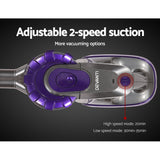Devanti Cordless Stick Vacuum Cleaner with Motorized Roller Brush - 150W Purple - Top-Down View