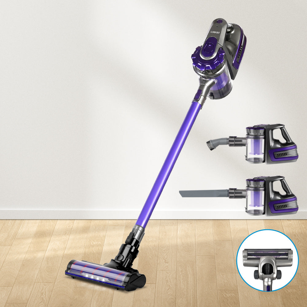 Devanti Cordless Stick Vacuum Cleaner with Motorized Roller Brush - 150W Purple