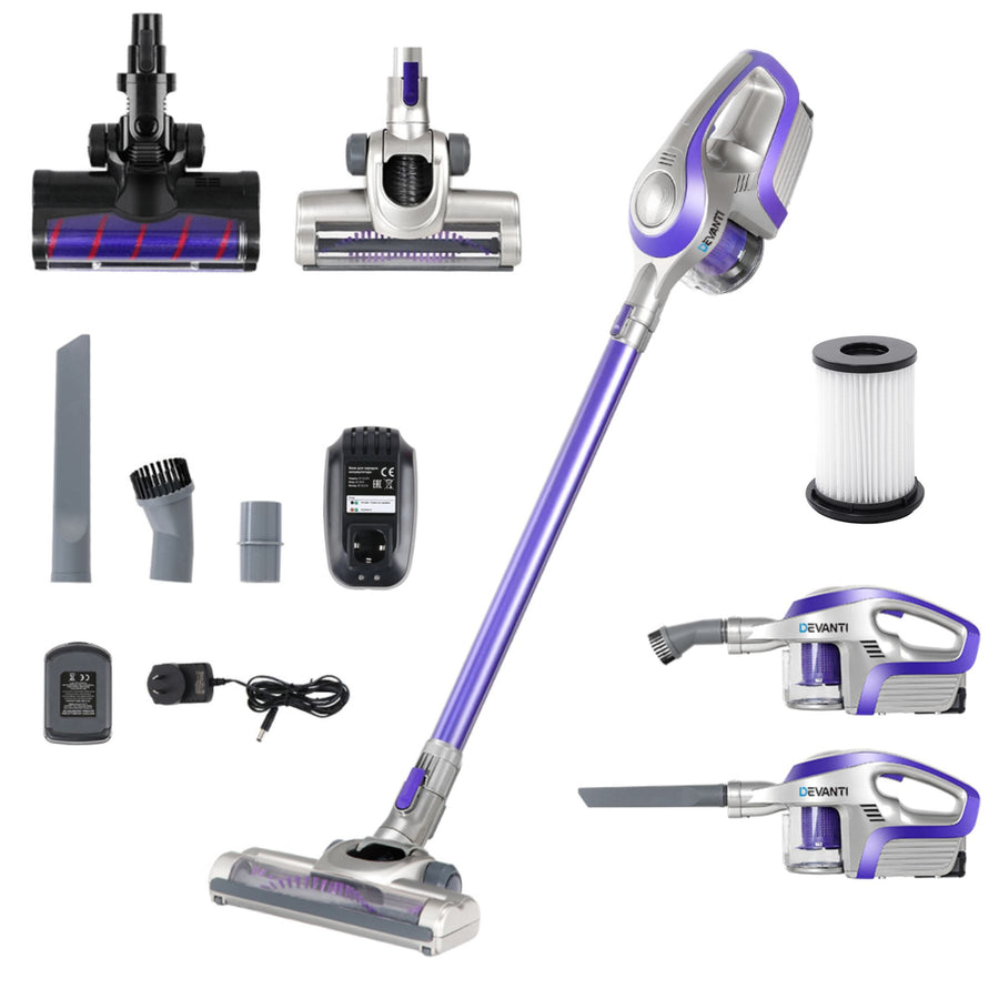 Devanti cordless 150W stick vacuum cleaner with roller brush, grey and purple, image 8