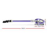 Devanti Cordless 150W Handstick Vacuum Cleaner with Motorized Roller Brush - Purple and Grey - Front View