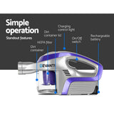 Devanti Cordless 150W Handstick Vacuum Cleaner with Motorized Roller Brush - Purple and Grey