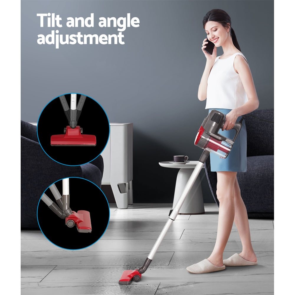 Devanti 500W Corded Bagless Handstick Vacuum Cleaner in Red