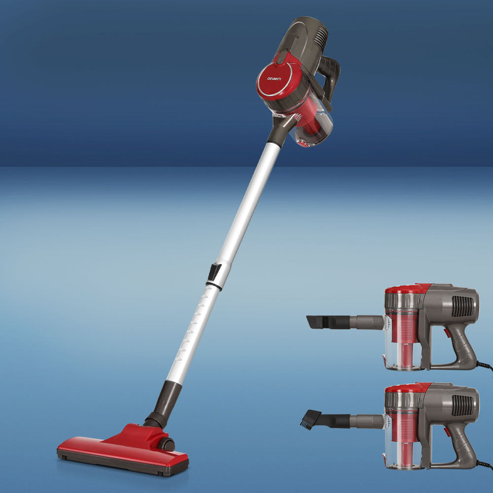 Devanti 500W Corded Bagless Handstick Vacuum Cleaner in Red