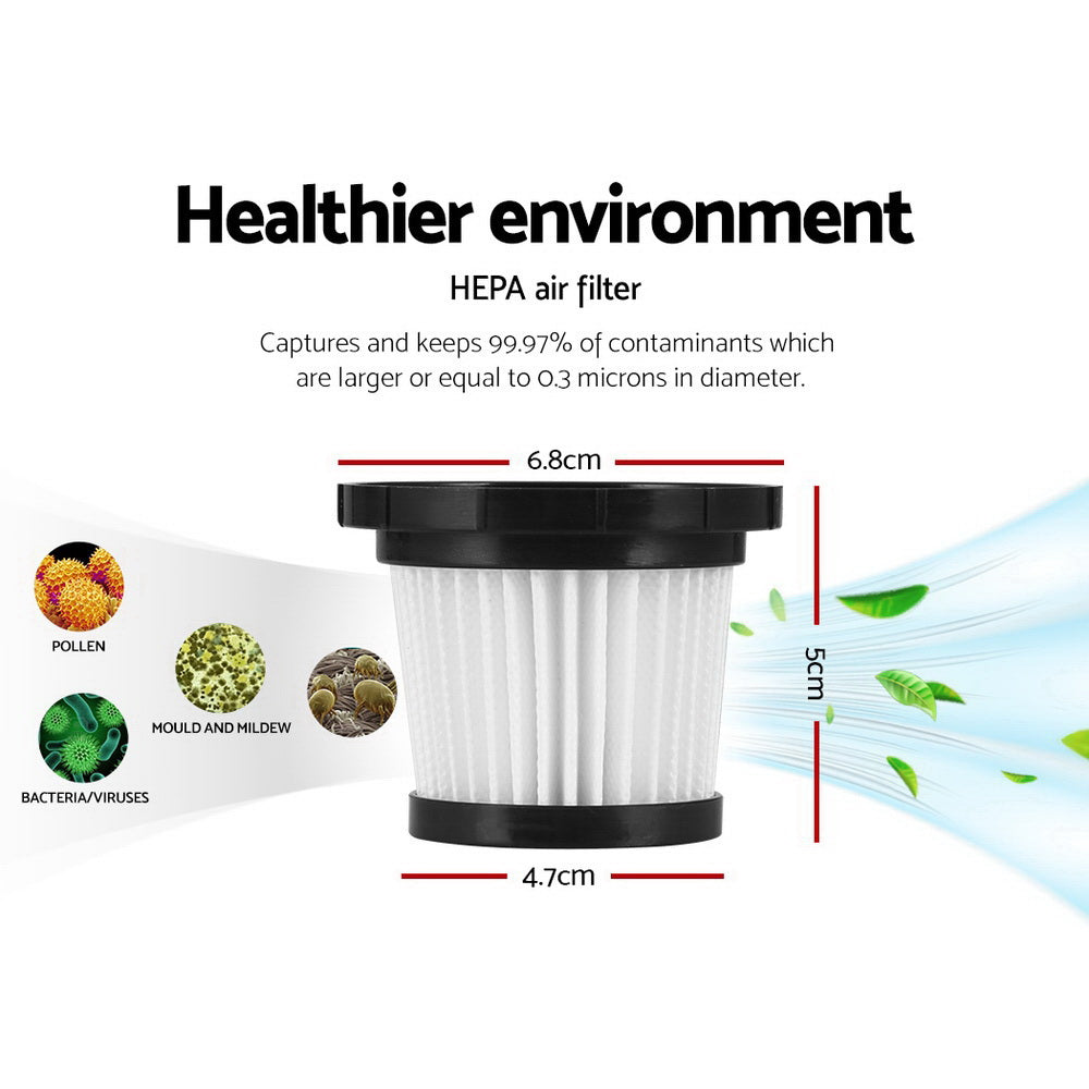 Devanti Replacement HEPA Filter Set for 150W Cordless Vacuums - Pack of 3