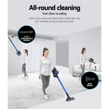 Devanti Cordless Brushless Stick Vacuum Cleaner 250W - Blue - Rear View