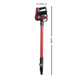 Devanti Cordless Brushless 250W Stick Vacuum Cleaner in Red - Front View