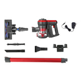 Devanti Cordless Brushless 250W Stick Vacuum Cleaner in Red - Side View