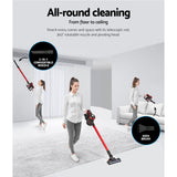 Devanti Cordless Brushless 250W Stick Vacuum Cleaner in Red - Rear View