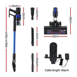 Devanti Stick Vacuum Cleaner Brushless Cordless 350W Blue - Rear View