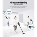 Devanti grey cordless brushless stick vacuum cleaner, 350W with HEPA filter, removable 0.4L dustbin