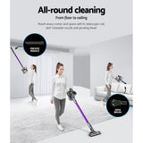 Devanti Cordless Stick Vacuum Cleaner 120W - Bagless & Lightweight in Purple - Close-Up Angle