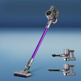 Devanti Cordless Stick Vacuum Cleaner 120W - Bagless & Lightweight in Purple - Low Angle