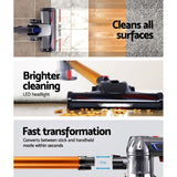 Devanti Stick Vacuum Cleaner Bagless Cordless 150W Gold - Top-Down View