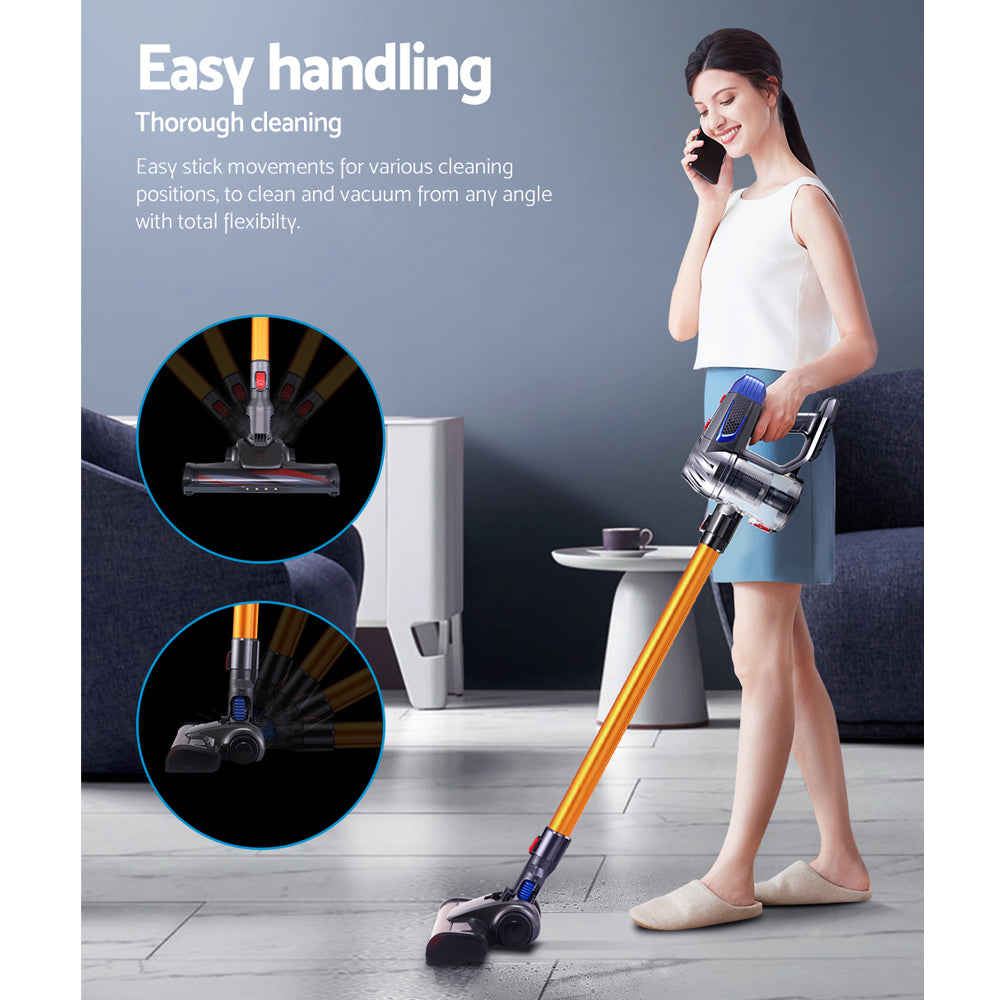 Devanti Cordless Bagless Stick Vacuum Cleaner with HEPA Filter - 150W Gold